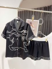 Pyjama đôi lụa băng tay ngắn quần ngắn CTN24 Shury Store Home Wear Đồ ngủ couple cao cấp size 45-85