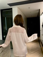 Bộ pyjama lụa tay dài quần dài phối ren Shury Store Home Wear TD74 gam màu pastel mềm mịn mặc nhà