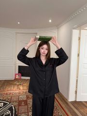 Đồ bộ ngủ nữ pyjama lụa Shury Store Home Wear TD83 tay dài quần dài bộ ngủ lụa pyjama sọc xuôi mềm