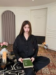 Đồ bộ ngủ nữ pyjama lụa Shury Store Home Wear TD83 tay dài quần dài bộ ngủ lụa pyjama sọc xuôi mềm