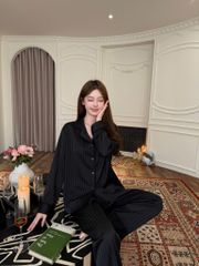 Đồ bộ ngủ nữ pyjama lụa Shury Store Home Wear TD83 tay dài quần dài bộ ngủ lụa pyjama sọc xuôi mềm