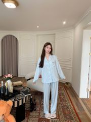 Đồ bộ ngủ nữ pyjama lụa Shury Store Home Wear TD83 tay dài quần dài bộ ngủ lụa pyjama sọc xuôi mềm