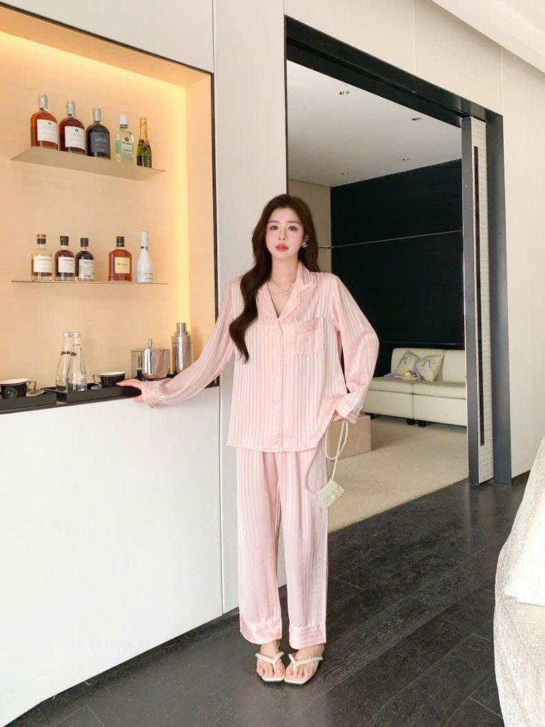 Đồ bộ ngủ nữ pyjama lụa Shury Store Home Wear TD80 tay dài quần dài bộ ngủ lụa pyjama from xuông mát