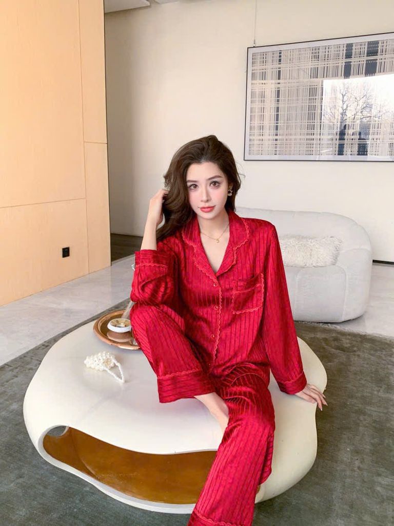 Đồ bộ ngủ nữ pyjama lụa Shury Store Home Wear TD80 tay dài quần dài bộ ngủ lụa pyjama from xuông mát