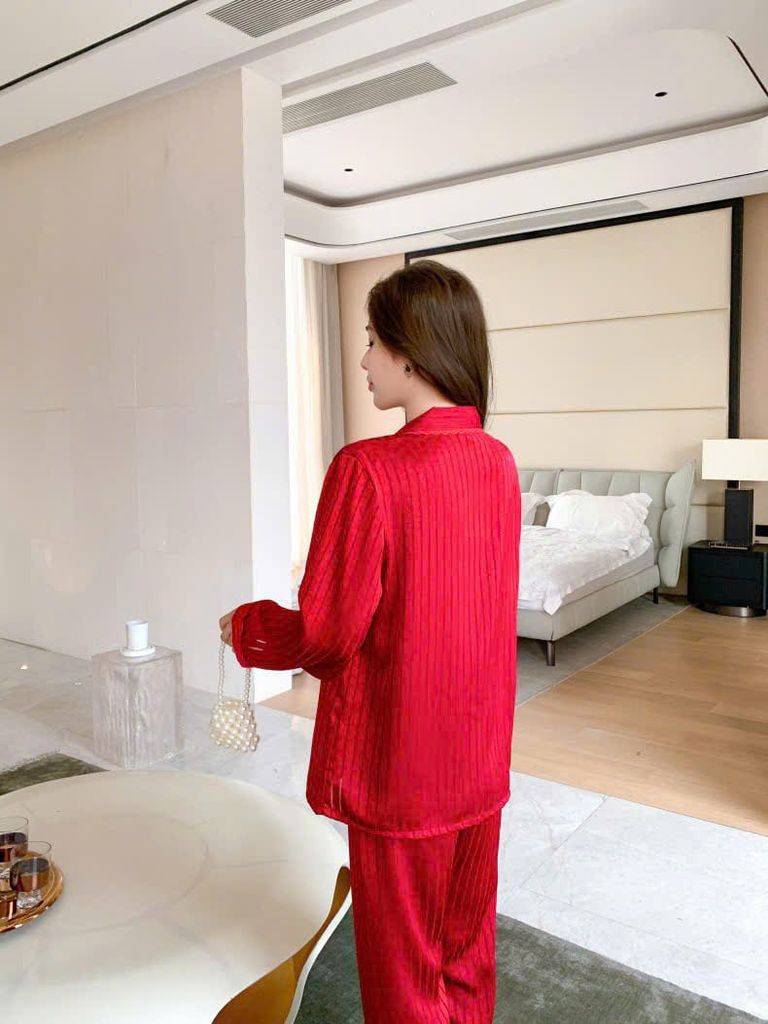 Đồ bộ ngủ nữ pyjama lụa Shury Store Home Wear TD80 tay dài quần dài bộ ngủ lụa pyjama from xuông mát