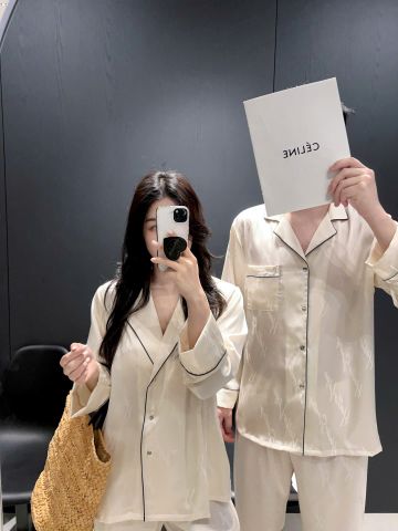 Đồ bộ ngủ pyjama nam nữ Shury Store Home Wear DD56 size 45-95kg trắng đen tay dài bộ đôi couple lụa