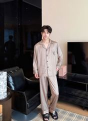 Đồ ngủ pyjama lụa nam nữ Shury Store Home Wear DD18 size 45-95kg tay dài quần dài  bộ đôi couple lụa