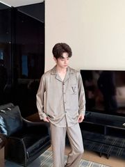 Đồ ngủ pyjama lụa nam nữ Shury Store Home Wear DD18 size 45-95kg tay dài quần dài  bộ đôi couple lụa