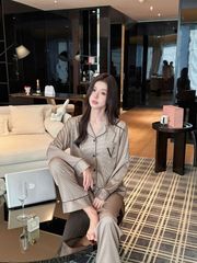 Đồ ngủ pyjama lụa nam nữ Shury Store Home Wear DD18 size 45-95kg tay dài quần dài  bộ đôi couple lụa
