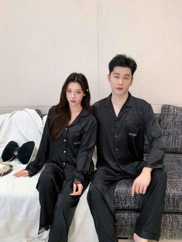 Đồ ngủ pyjama lụa nam nữ Shury Store Home Wear DD17 size 45-95kg tay dài quần dài  bộ đôi couple lụa