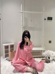 Bộ đồ ngủ lụa nữ Shury Store Home Wear TD29 bộ pyjama ngủ lụa tay dài phối ren form suông dễ thương