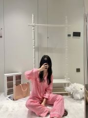 Bộ đồ ngủ lụa nữ Shury Store Home Wear TD29 bộ pyjama ngủ lụa tay dài phối ren form suông dễ thương