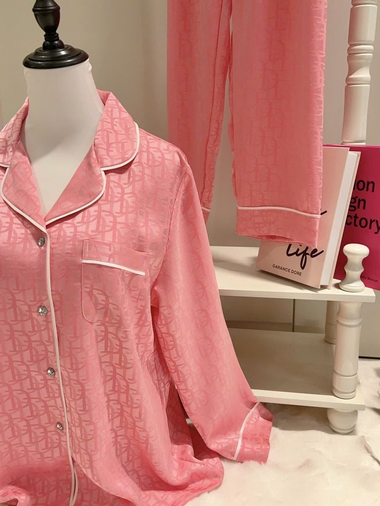 Bộ đồ ngủ lụa nữ Shury Store Home Wear TD29 bộ pyjama ngủ lụa tay dài phối ren form suông dễ thương