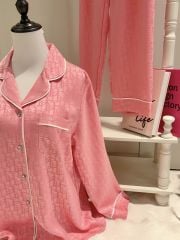 Bộ đồ ngủ lụa nữ Shury Store Home Wear TD29 bộ pyjama ngủ lụa tay dài phối ren form suông dễ thương