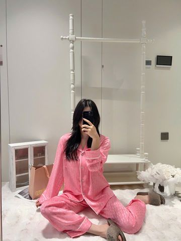 Bộ đồ ngủ lụa nữ Shury Store Home Wear TD29 bộ pyjama ngủ lụa tay dài phối ren form suông dễ thương