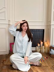 Đồ bộ ngủ nữ pyjama lụa Shury Store Home Wear TD78 set 3 món tay dài quần dài áo 2 dây có lót ngực