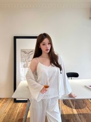 Đồ bộ ngủ nữ pyjama lụa Shury Store Home Wear TD78 set 3 món tay dài quần dài áo 2 dây có lót ngực