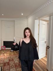 Đồ bộ ngủ nữ pyjama lụa Shury Store Home Wear TD78 set 3 món tay dài quần dài áo 2 dây có lót ngực