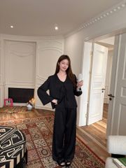 Đồ bộ ngủ nữ pyjama lụa Shury Store Home Wear TD78 set 3 món tay dài quần dài áo 2 dây có lót ngực