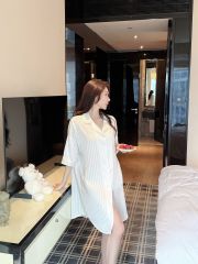 Váy ngủ sơmi lụa nữ Shury Store Home Wear SM29 freesize 45-75kg mặc suông rộng mềm mại thoáng mát