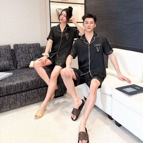 Đồ ngủ pyjama nam hoặc nữ Shury Store Home Wear CTN02 size 45-95kg bộ đôi couple tay ngắn quần ngắn