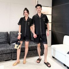 Đồ ngủ pyjama nam hoặc nữ Shury Store Home Wear CTN02 size 45-95kg bộ đôi couple tay ngắn quần ngắn