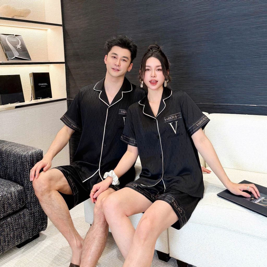 Đồ ngủ pyjama nam hoặc nữ Shury Store Home Wear CTN02 size 45-95kg bộ đôi couple tay ngắn quần ngắn