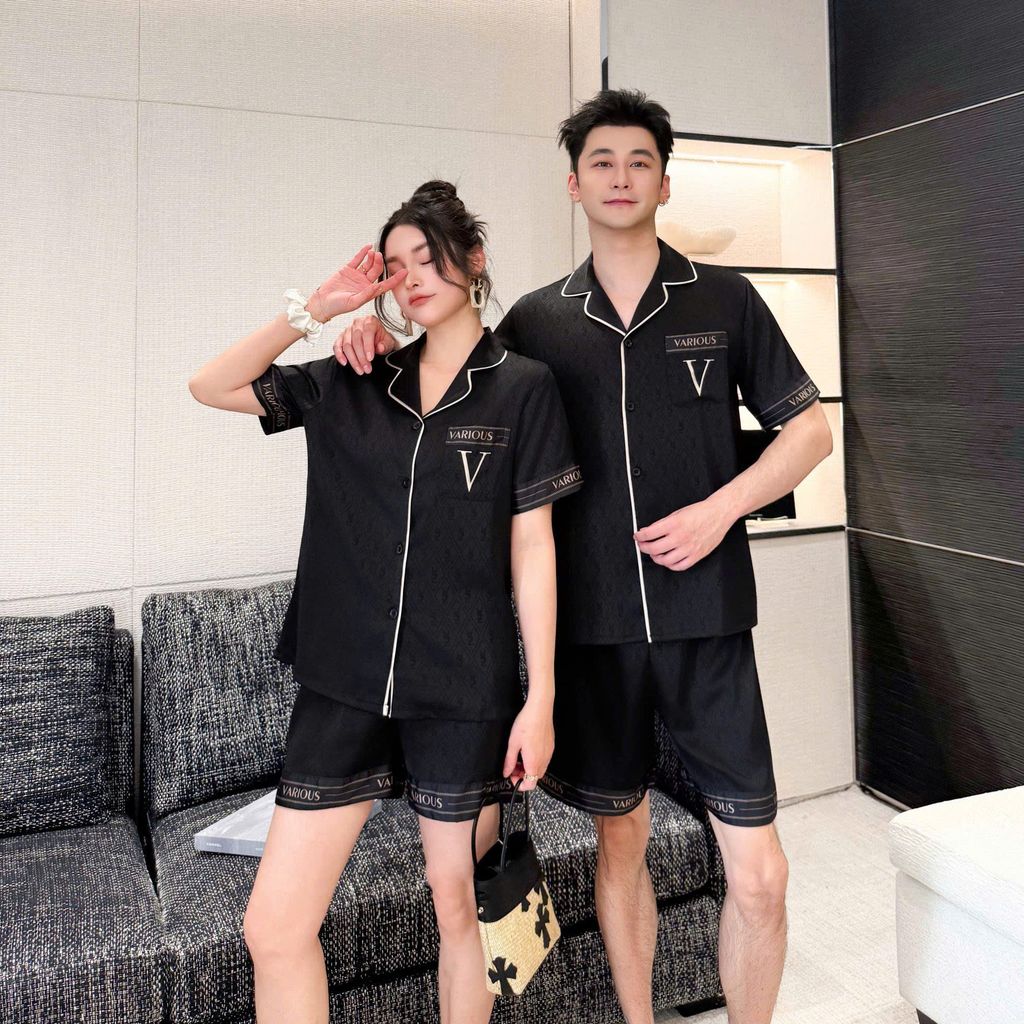 Đồ ngủ pyjama nam hoặc nữ Shury Store Home Wear CTN02 size 45-95kg bộ đôi couple tay ngắn quần ngắn