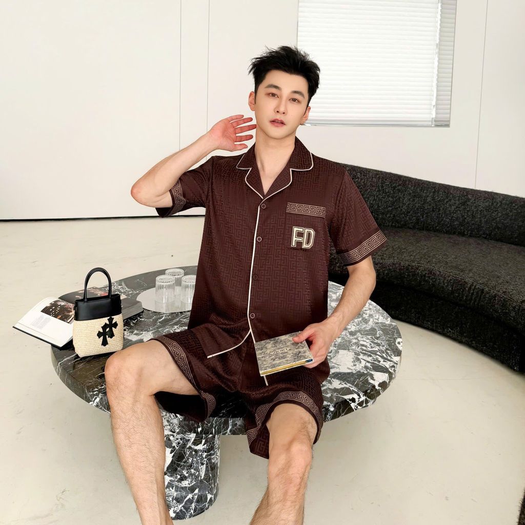 Đồ ngủ pyjama nam nữ Shury Store Home Wear CTN20 size 45-95kg màu nâu tay ngắn bộ đôi couple
