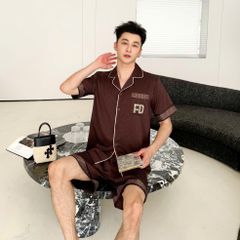 Đồ ngủ pyjama nam nữ Shury Store Home Wear CTN20 size 45-95kg màu nâu tay ngắn bộ đôi couple