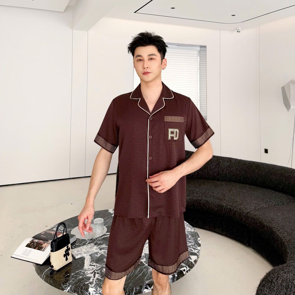 Đồ ngủ pyjama nam nữ Shury Store Home Wear CTN20 size 45-95kg màu nâu tay ngắn bộ đôi couple
