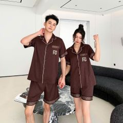 Đồ ngủ pyjama nam nữ Shury Store Home Wear CTN20 size 45-95kg màu nâu tay ngắn bộ đôi couple
