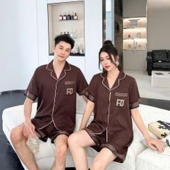 Đồ ngủ pyjama nam nữ Shury Store Home Wear CTN20 size 45-95kg màu nâu tay ngắn bộ đôi couple