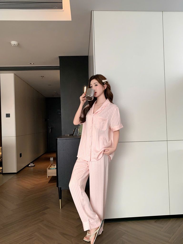 Đồ bộ ngủ nữ pyjama lụa Shury Store Home Wear TN20 tay ngắn quần dài bộ pyjama lụa mặc nhà mềm mát
