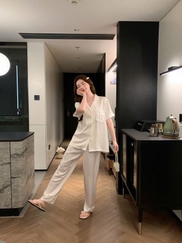 Đồ bộ ngủ nữ pyjama lụa Shury Store Home Wear TN20 tay ngắn quần dài bộ pyjama lụa mặc nhà mềm mát