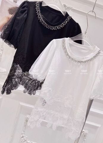 Áo Thun Phối Ren Vạt Dưới
