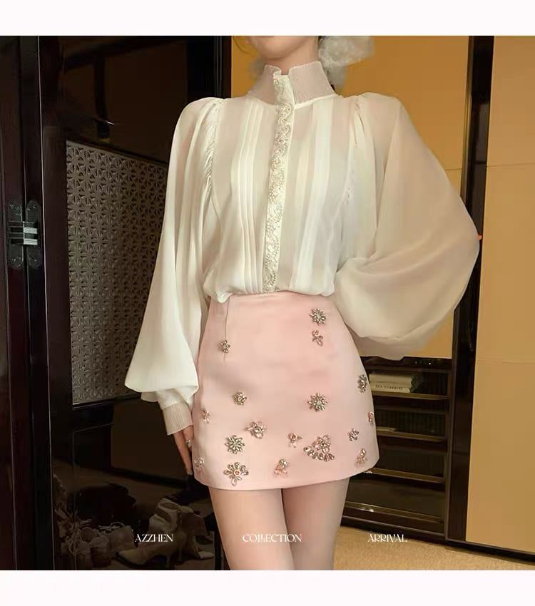 Chân Váy Đính Đá Đen,Hồng