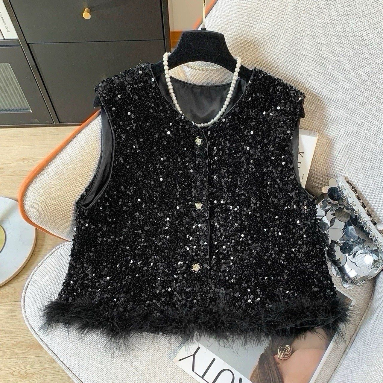 Áo Kim Sa Lông Đen,Trắng