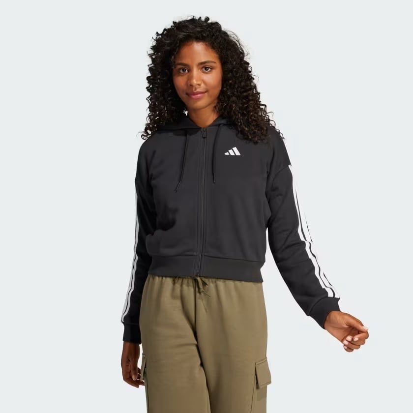  Áo hoodie adidas Essential 3 sọc khoá kéo Nữ - JE0052 