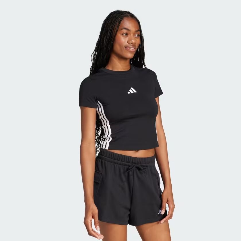  Áo Baby Tee adidas Essentials Slim 3 sọc Nữ - JC8325 