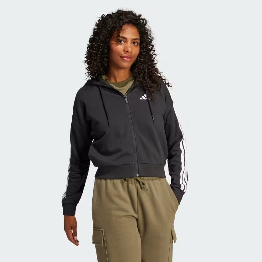  Áo hoodie adidas Essential 3 sọc khoá kéo Nữ - JE0052 