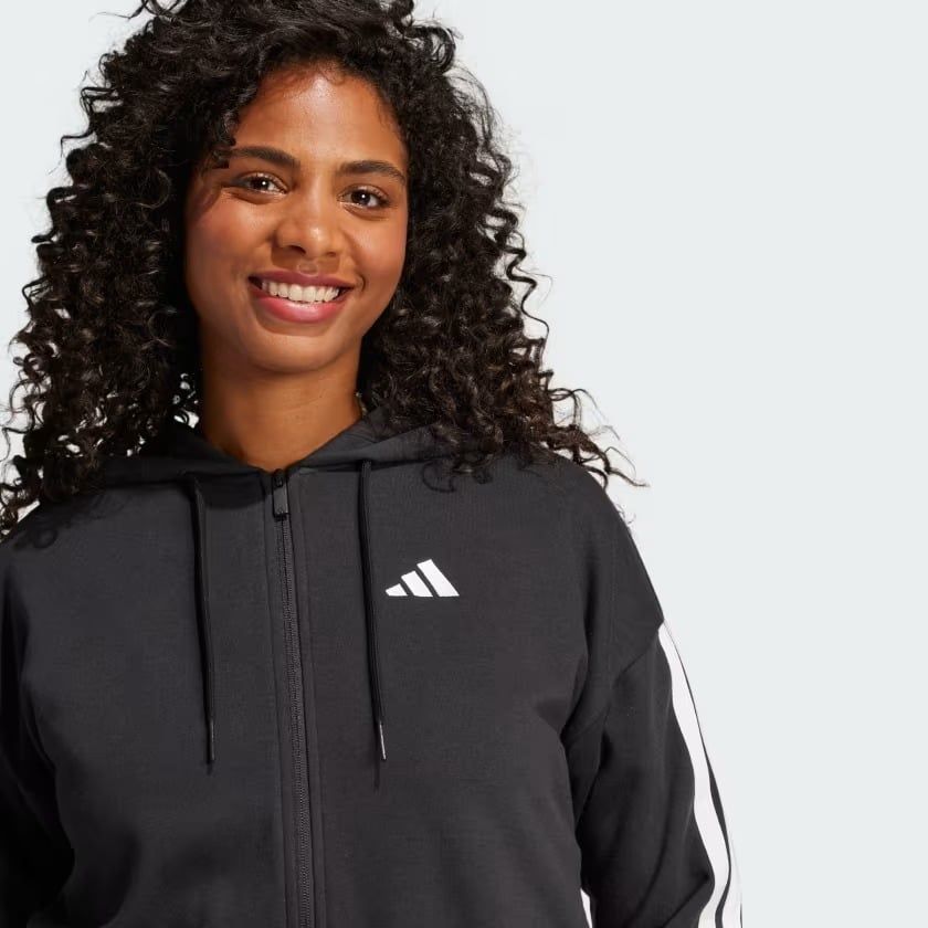  Áo hoodie adidas Essential 3 sọc khoá kéo Nữ - JE0052 