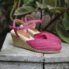 RUBY - Giày Sục Thuần Cói Kín Mũi Quai Gài Đế Xuồng 8cm