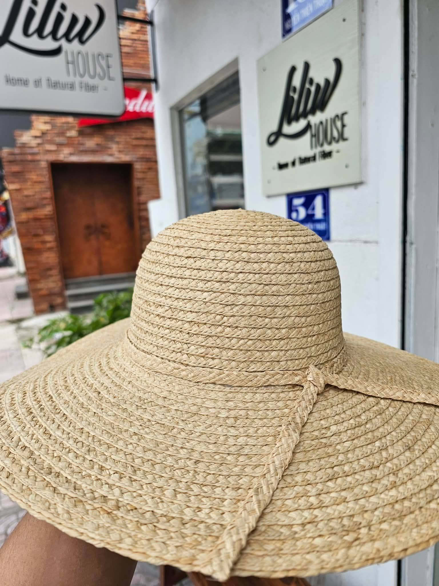 Nón Cói Raffia Chóp Tròn Vành 11cm - NƠ CÓI