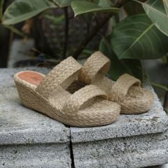 CHIFFON - Guốc Thuần Cói Hai Quai Ngang Đế Xuồng 6cm