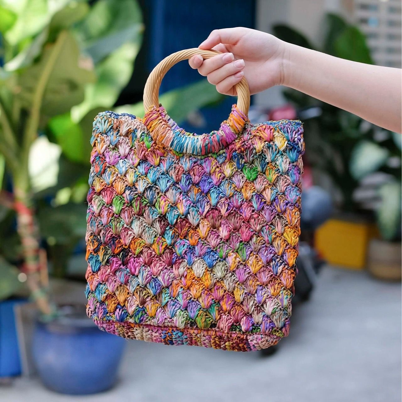 Túi Tote Cói Sợi Cọ Raffia Nhiều Màu- HÒA SẮC