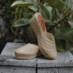 RUBY - Dép Sục Thuần Cói Kín Mũi Đế Xuồng 6cm