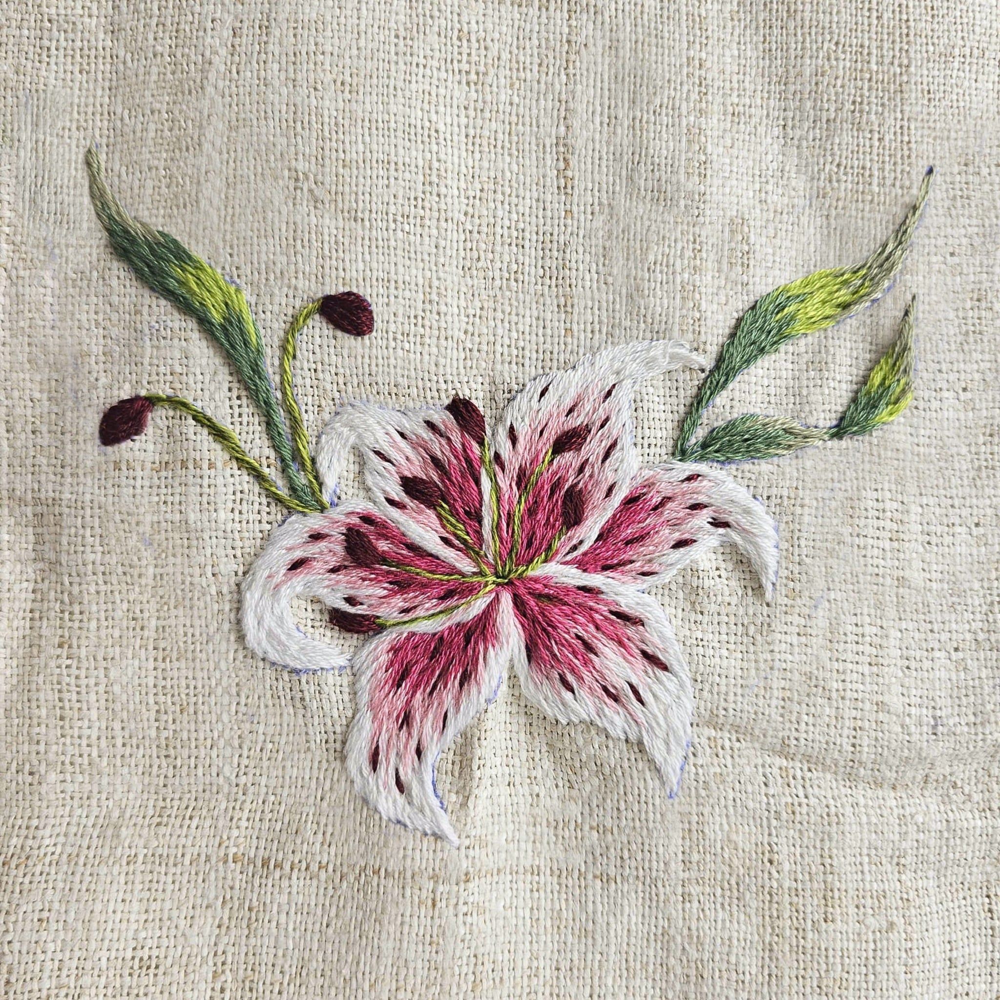 HOA LY - Giày Cói Kín Mũi Phối Vải Hemp Thêu Hoa