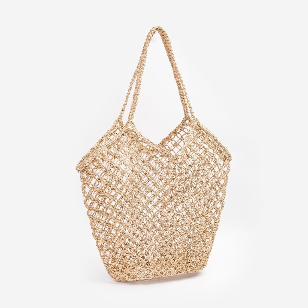 Túi Tote Cói Abaca Đan Lưới  - ĐỒNG TIỀN