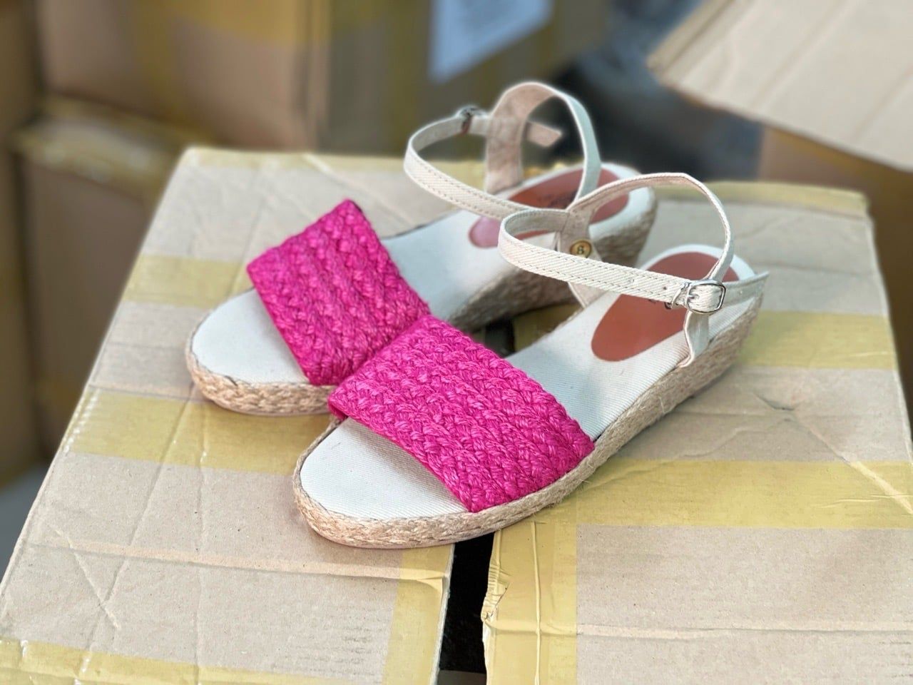 SOFIA - Sandals Thuần Cói Quai Ngang Đế Xuồng Thấp 4-5cm